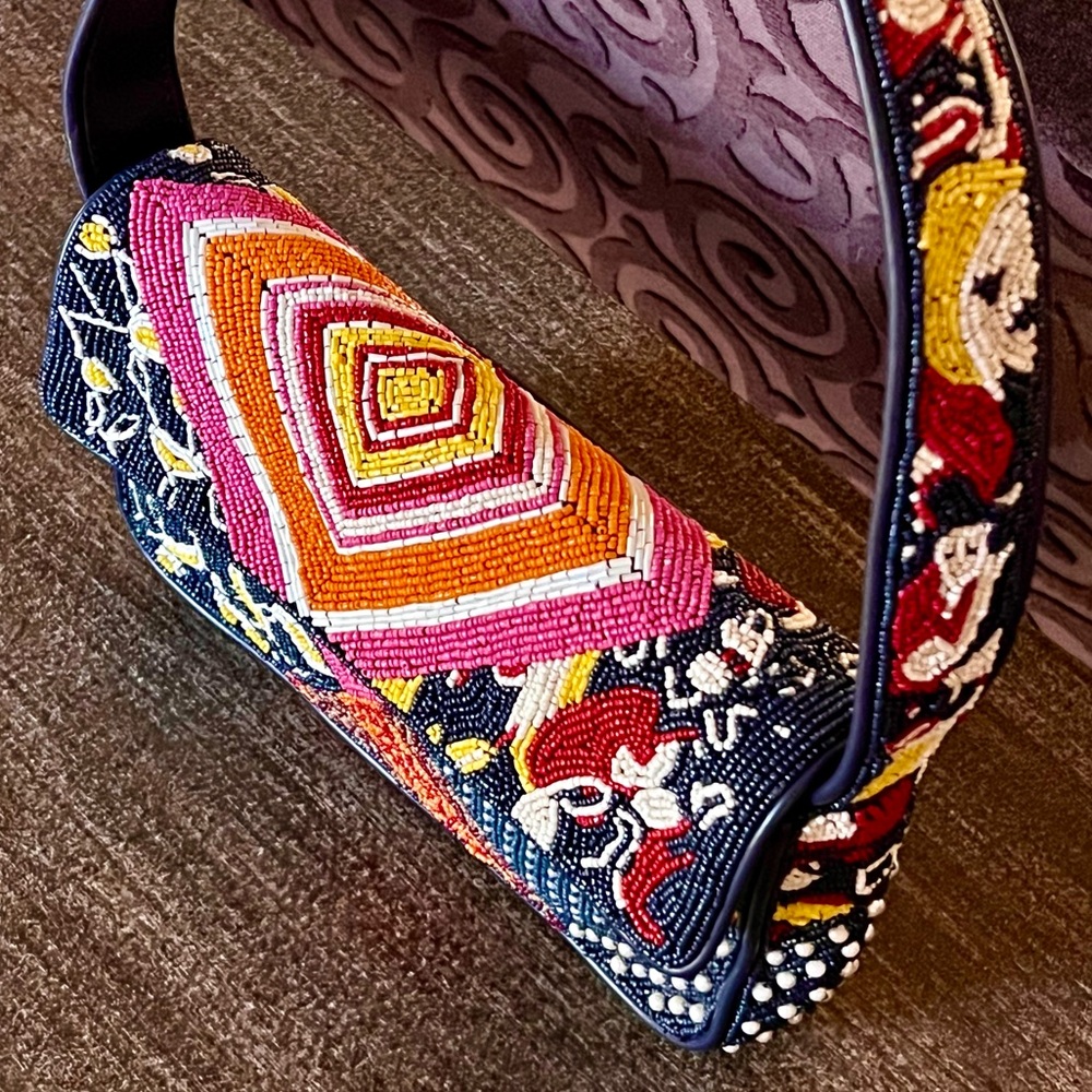 🌺🎉HP🎉🌺 NWOT Staud Beaded Tommy Shoulder Bag Patchwork Foulard 🌟Rare Find🌟 - Picture 8 of 16